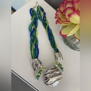 Statement necklace. Multi-color beads